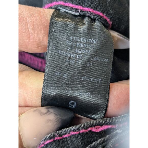 Vintage 90s Y2K HOT TOPIC Trip Rave Cargo Pants Stars Pink Black Womens Size 9 - Picture 7 of 10